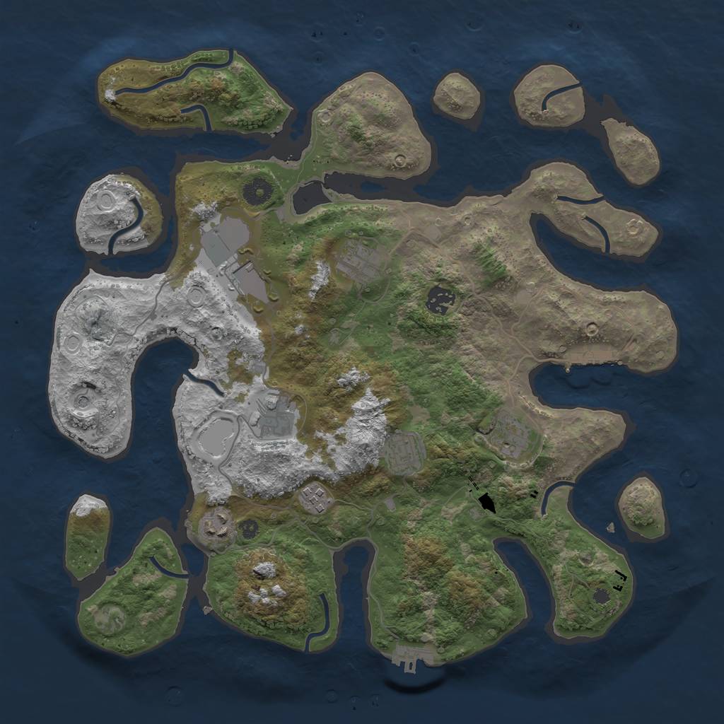 Rust Map: Procedural Map, Size: 3850, Seed: 207206400, 16 Monuments