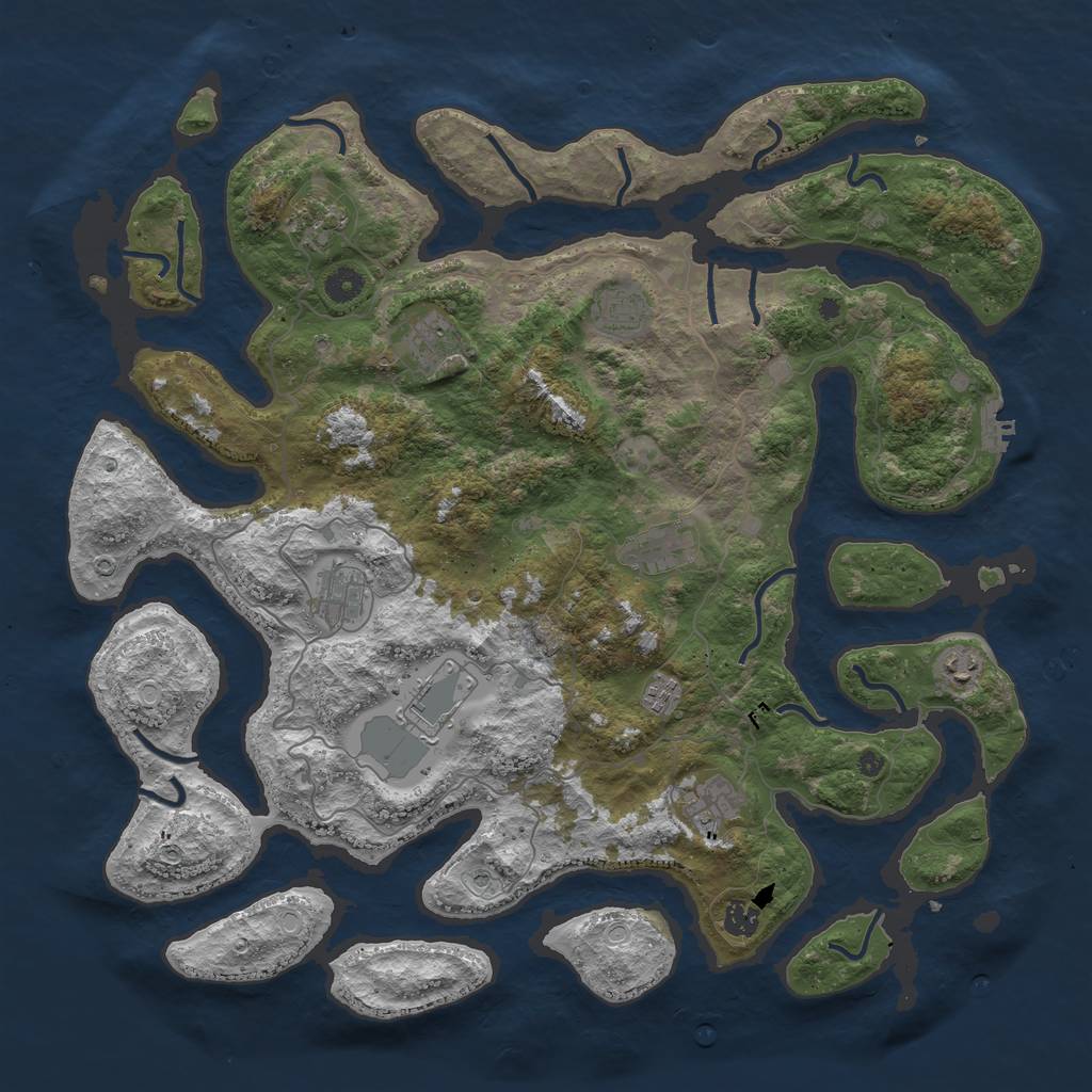 Rust Map: Procedural Map, Size: 4500, Seed: 1530925127, 17 Monuments