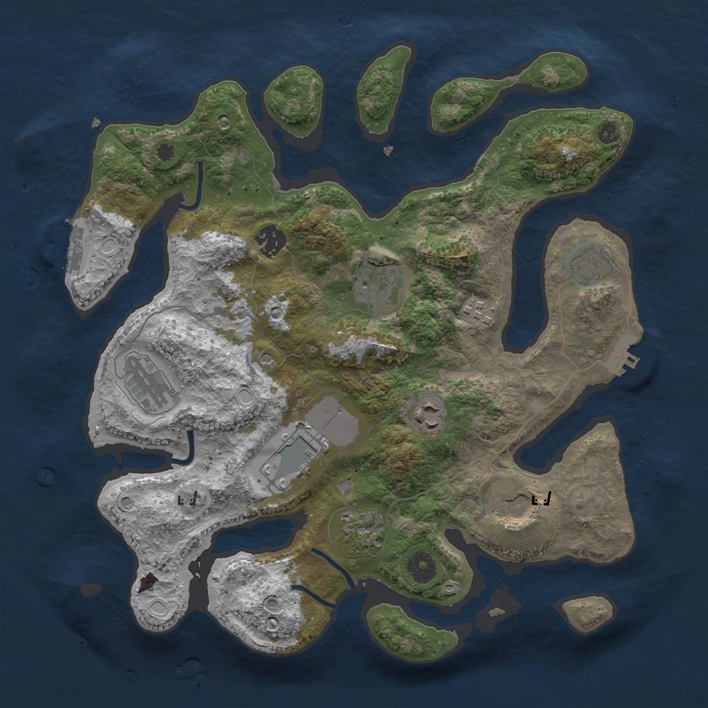 Rust Map: Procedural Map, Size: 3550, Seed: 868923, 17 Monuments