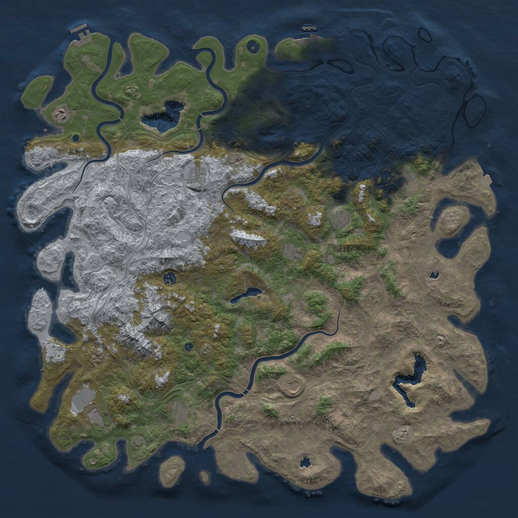Rust Map: Procedural Map, Size: 6000, Seed: 1325533613, 17 Monuments
