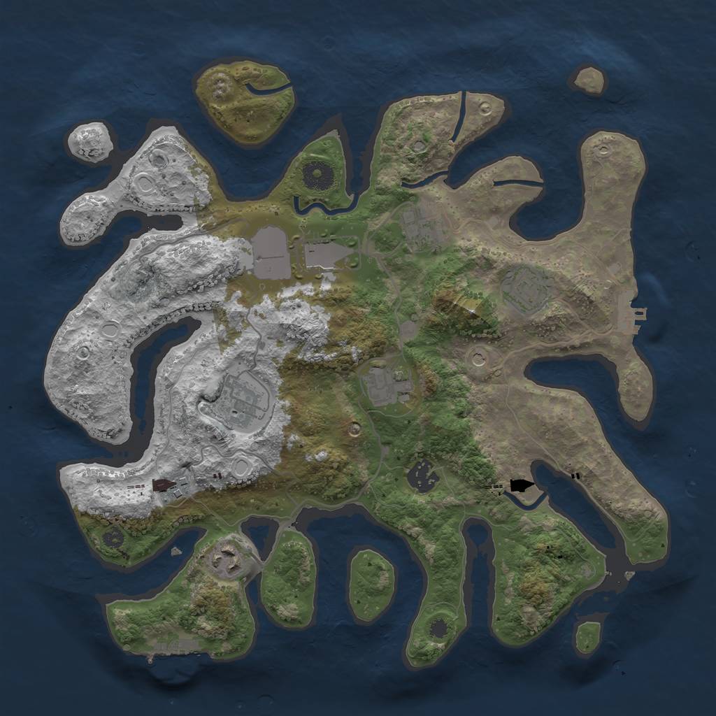 Rust Map: Procedural Map, Size: 3500, Seed: 71051155, 16 Monuments
