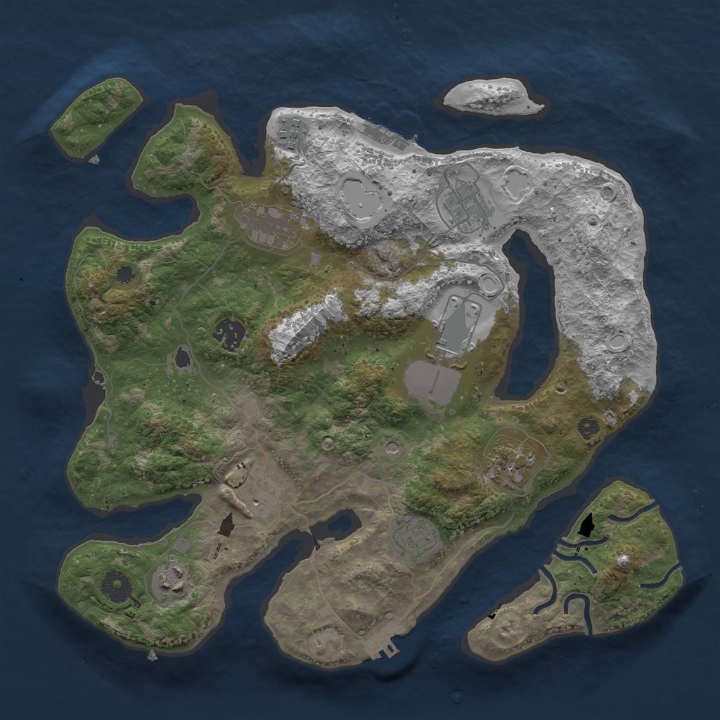 Rust Map: Procedural Map, Size: 3500, Seed: 26607, 17 Monuments