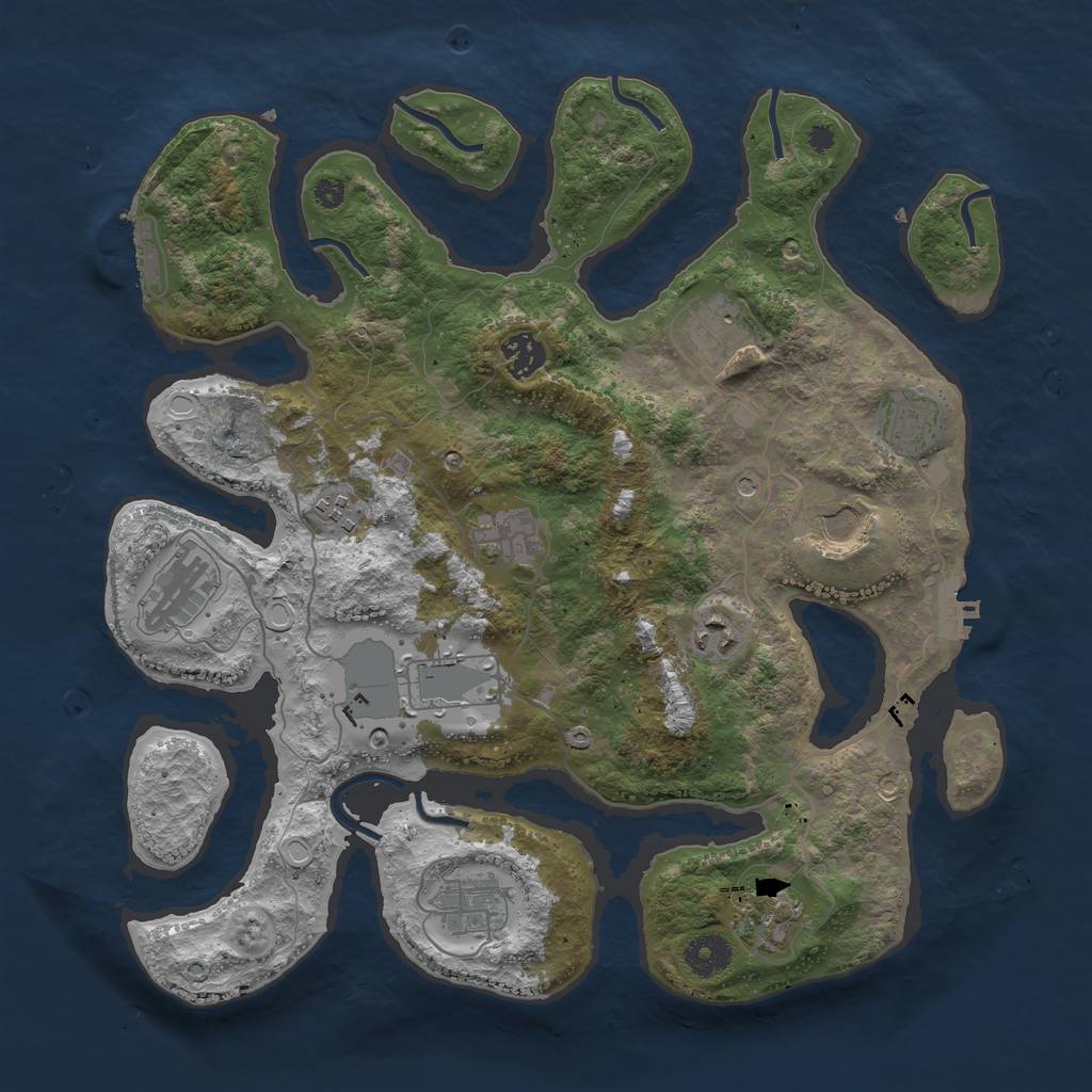 Rust Map: Procedural Map, Size: 3700, Seed: 870387065, 19 Monuments