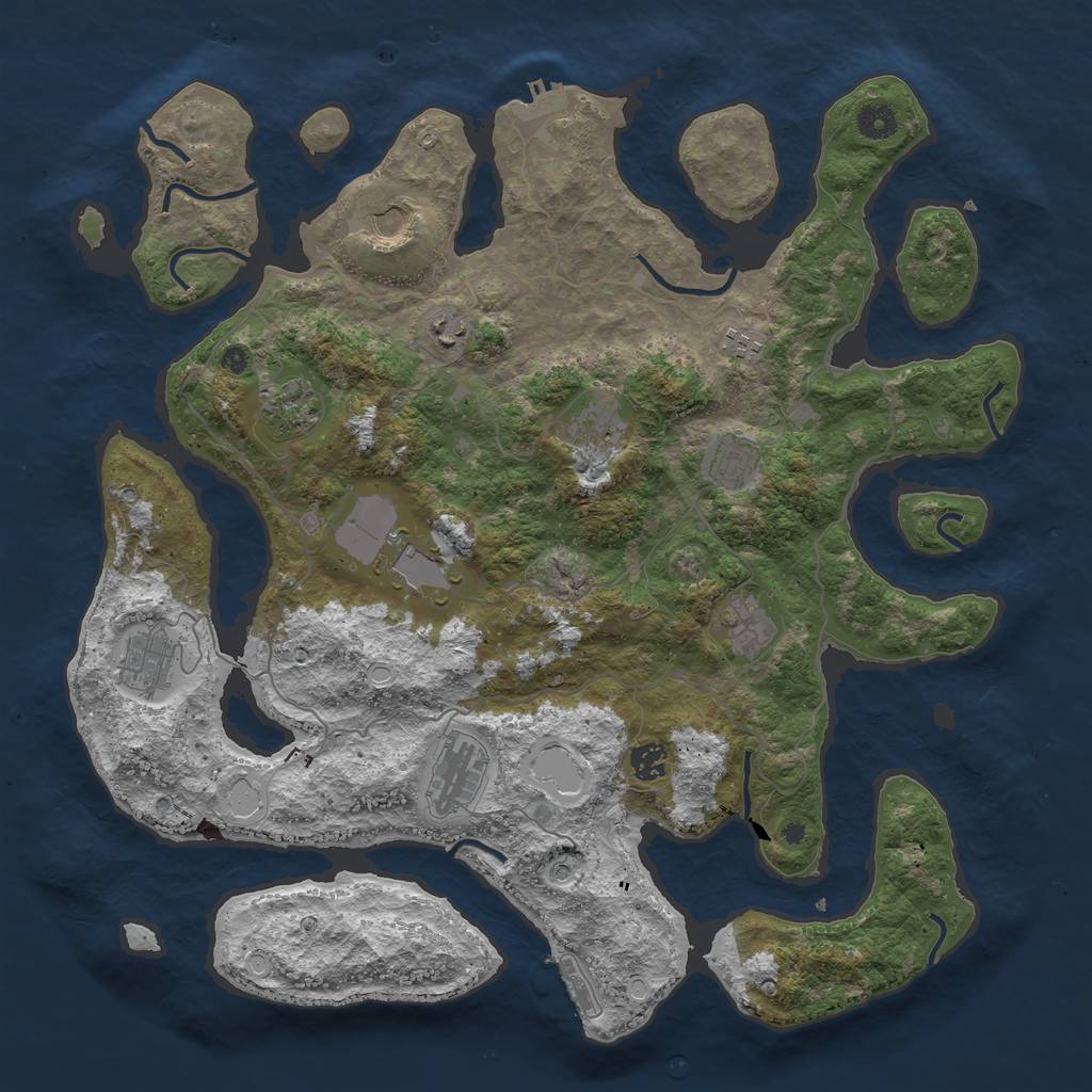 Rust Map: Procedural Map, Size: 4300, Seed: 1060359272, 19 Monuments