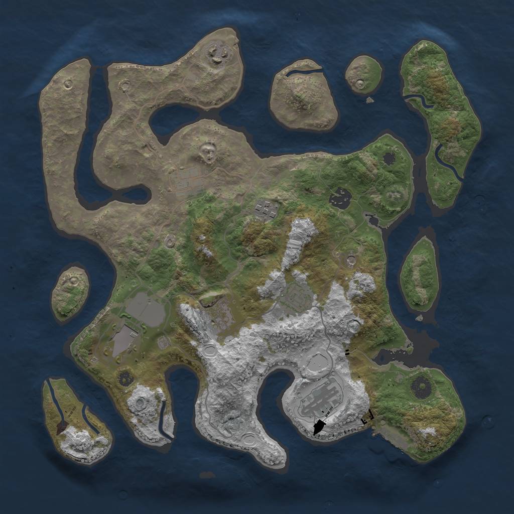 Rust Map: Procedural Map, Size: 3600, Seed: 3062873, 15 Monuments