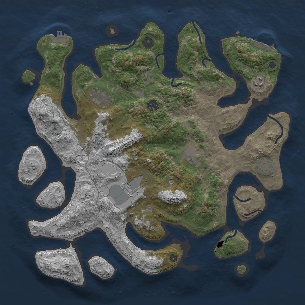 Rust Map: Procedural Map, Size: 4000, Seed: 41242312, 15 Monuments