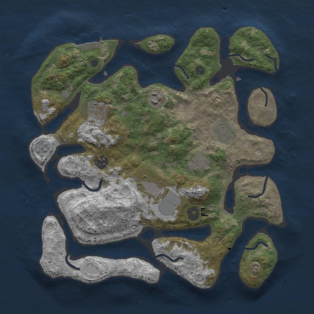 Rust Map: Procedural Map, Size: 3500, Seed: 34083530, 14 Monuments