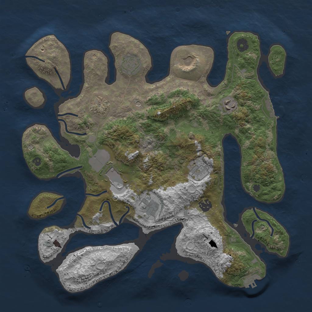 Rust Map: Procedural Map, Size: 3750, Seed: 408711004, 16 Monuments