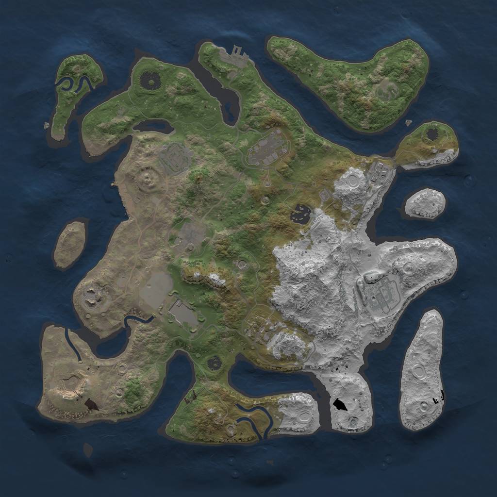 Rust Map: Procedural Map, Size: 3700, Seed: 789753991, 18 Monuments