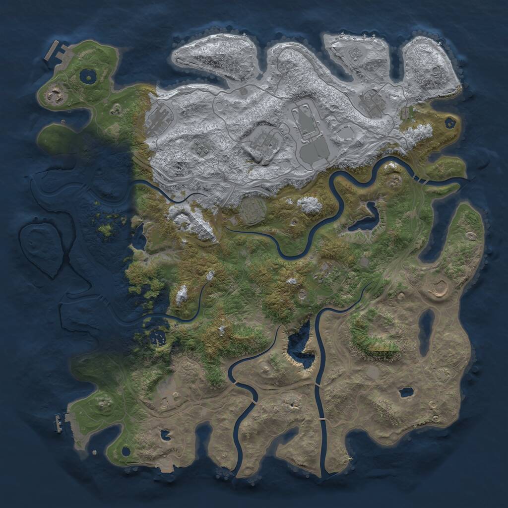 Rust Map: Procedural Map, Size: 4600, Seed: 6774, 17 Monuments