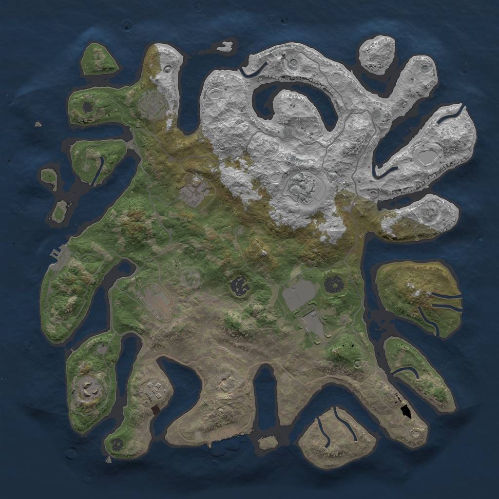 Rust Map: Procedural Map, Size: 4000, Seed: 2051445975, 16 Monuments