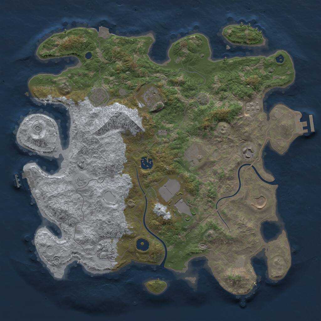 Rust Map: Procedural Map, Size: 3800, Seed: 1685547164, 15 Monuments