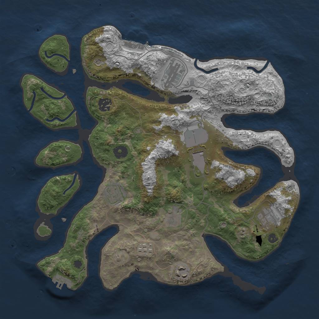Rust Map: Procedural Map, Size: 3500, Seed: 58893, 16 Monuments