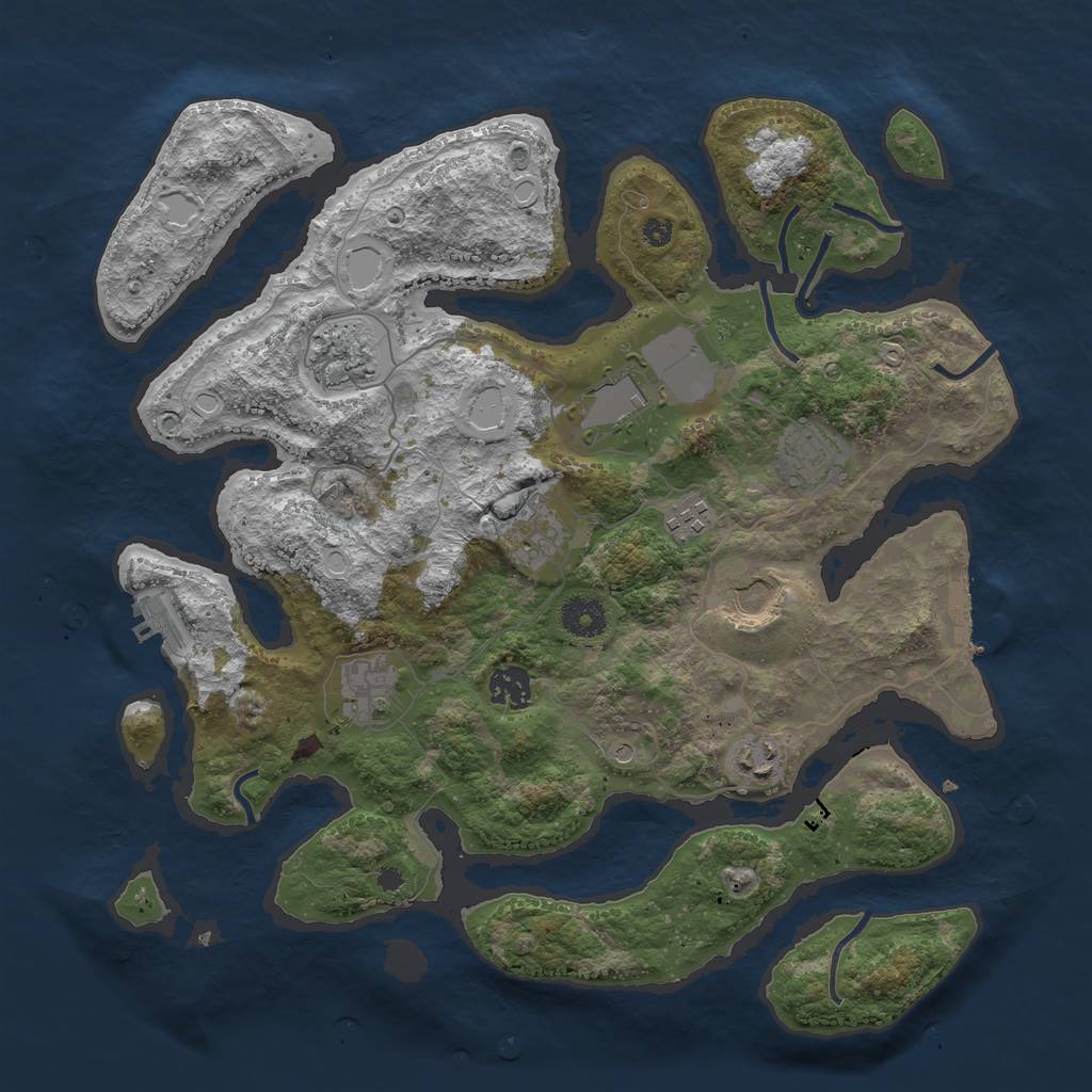 Rust Map: Procedural Map, Size: 3750, Seed: 9745, 17 Monuments