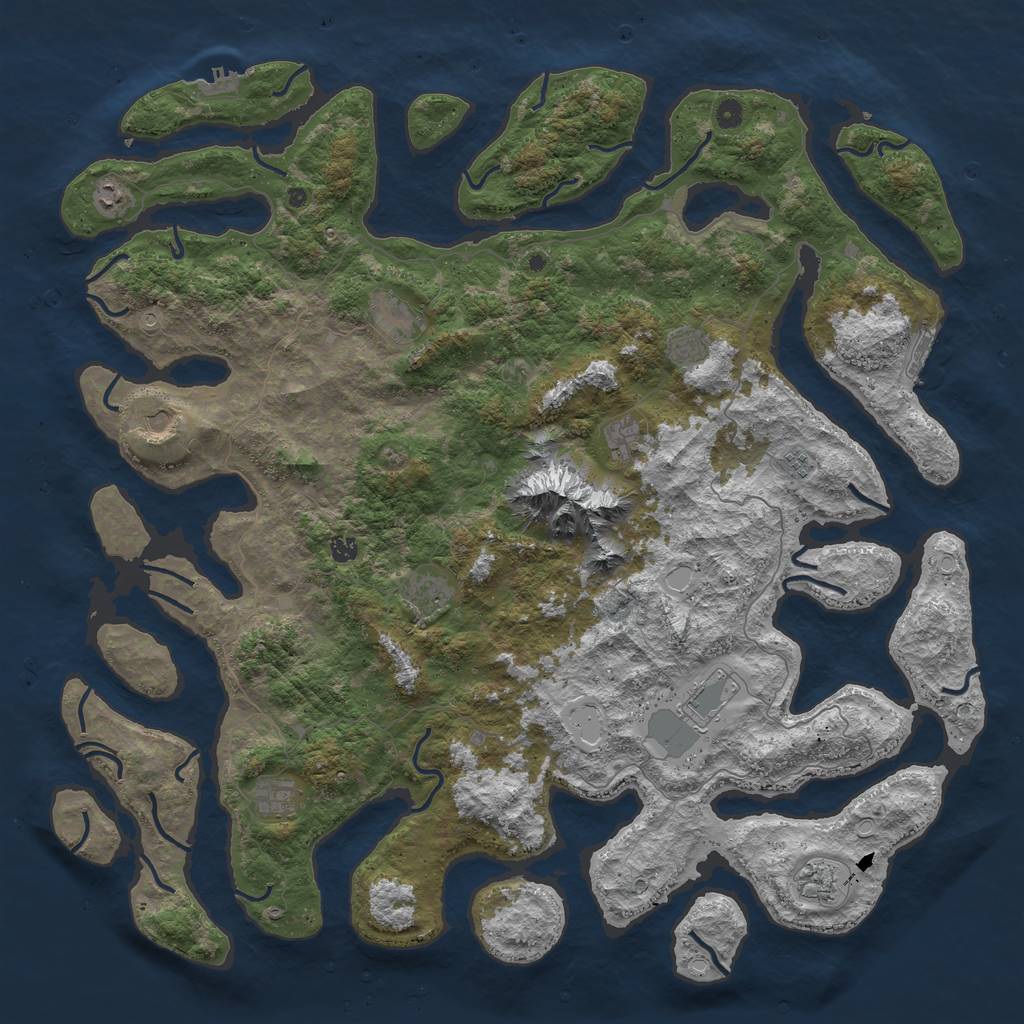 Rust Map: Procedural Map, Size: 5500, Seed: 712372, 19 Monuments
