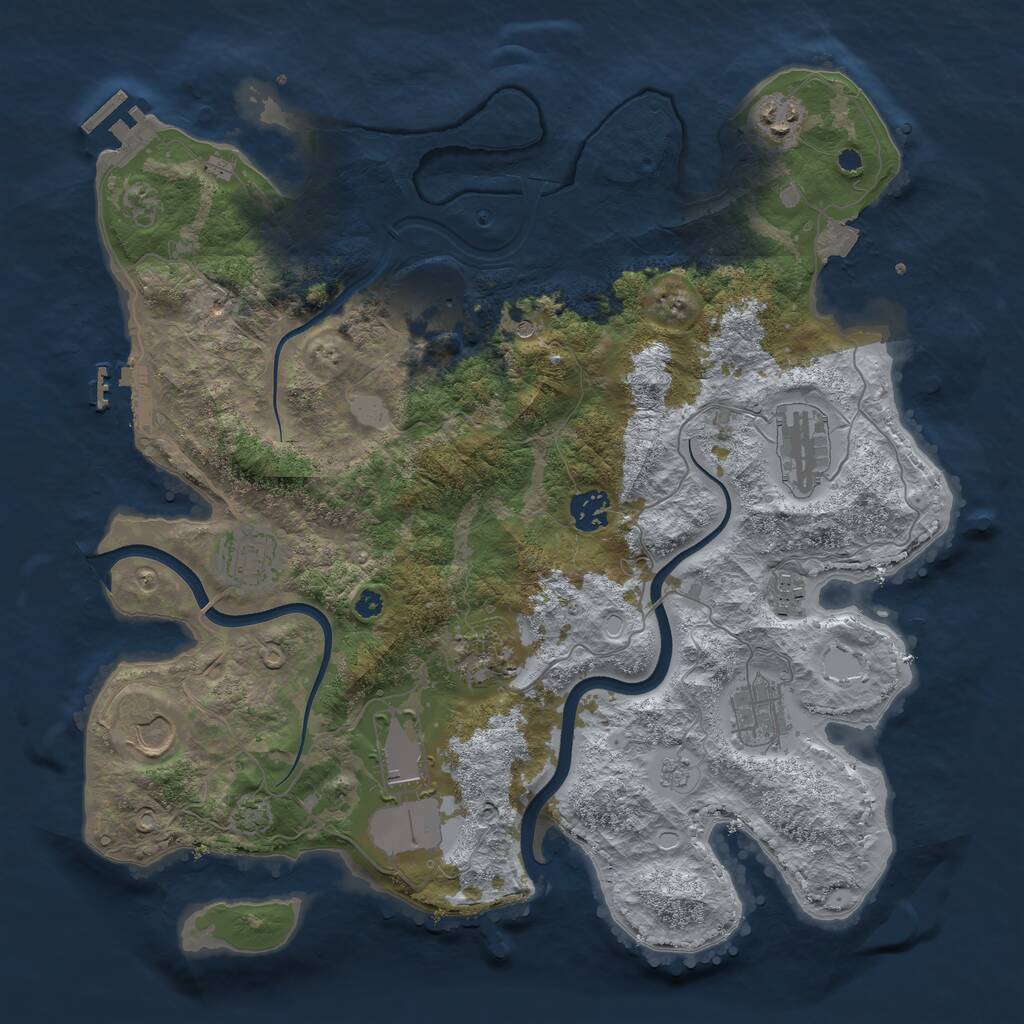 Rust Map: Procedural Map, Size: 3750, Seed: 1125688147, 16 Monuments