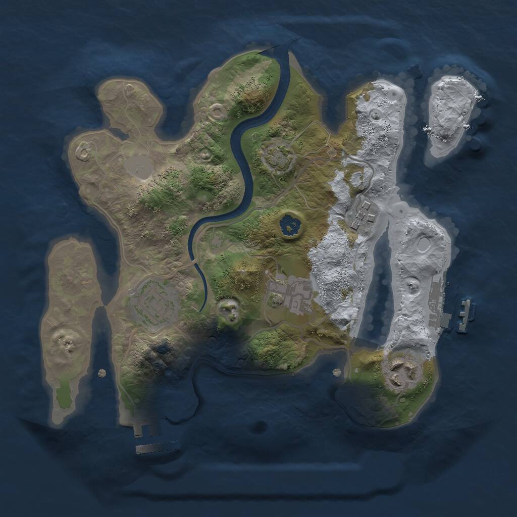 Rust Map: Procedural Map, Size: 2500, Seed: 7654423, 8 Monuments