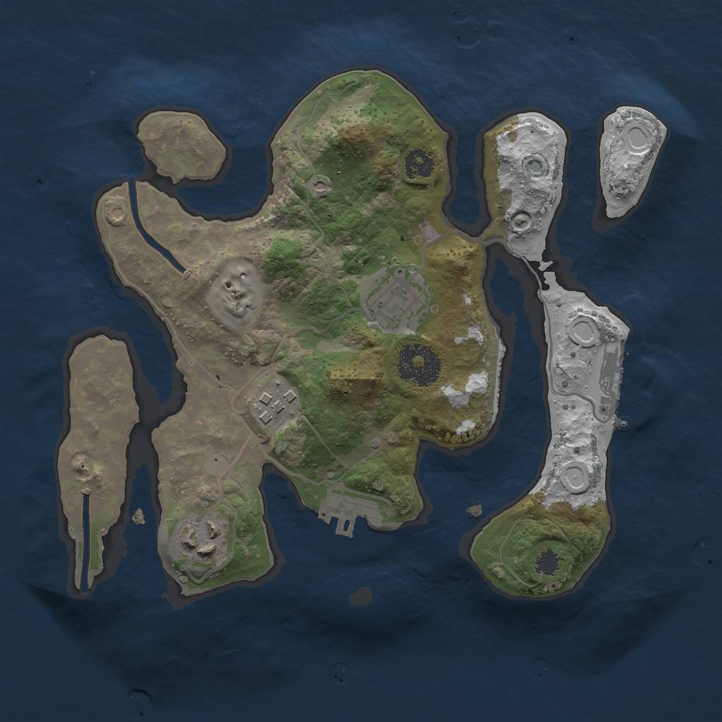 Rust Map: Procedural Map, Size: 2500, Seed: 7654423, 10 Monuments