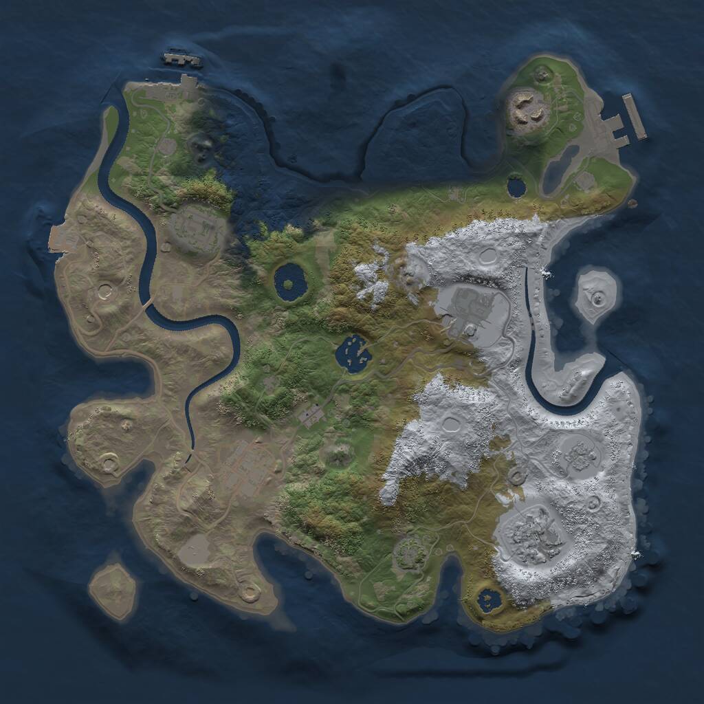 Rust Map: Procedural Map, Size: 3000, Seed: 988956, 12 Monuments