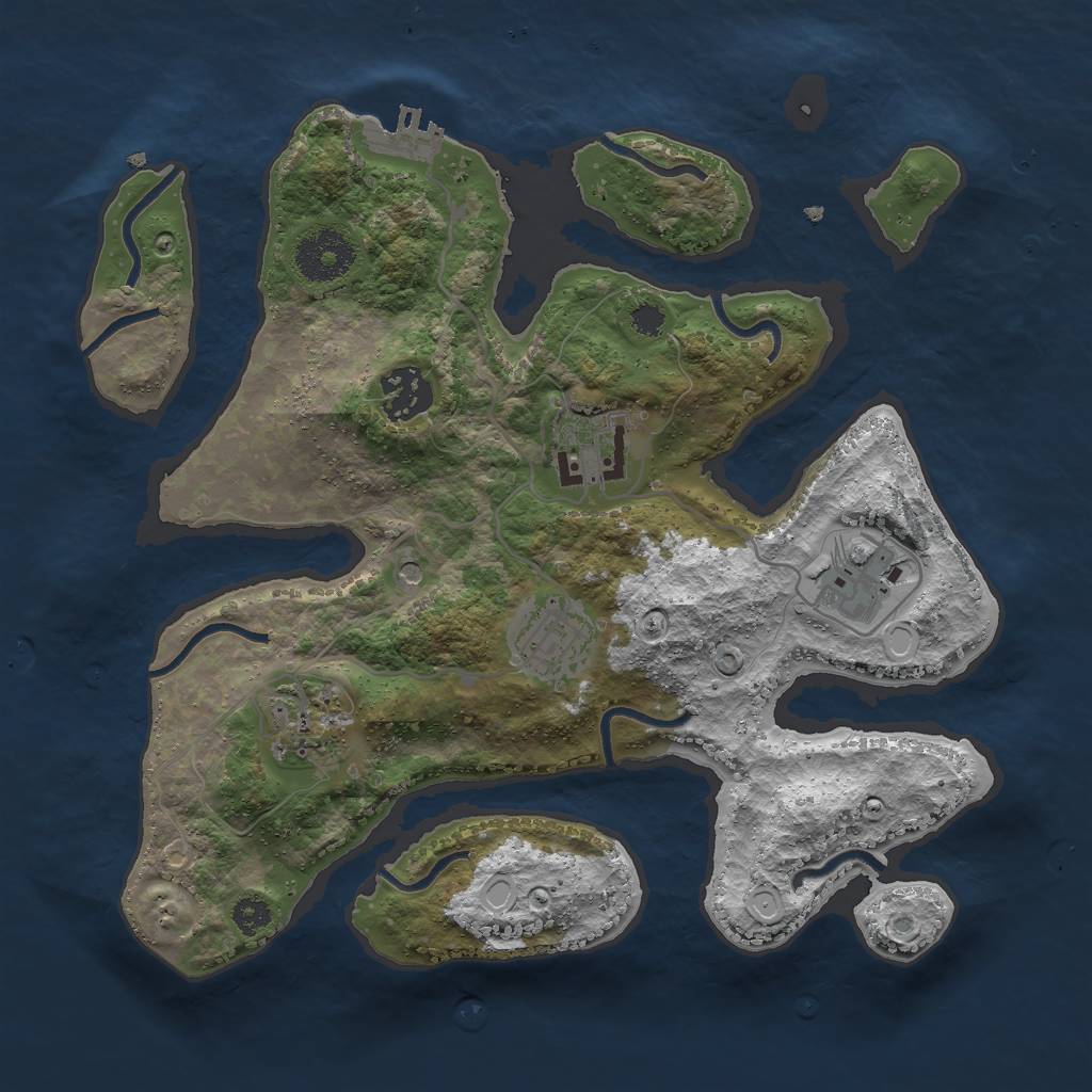 Rust Map: Procedural Map, Size: 3000, Seed: 514817571, 12 Monuments