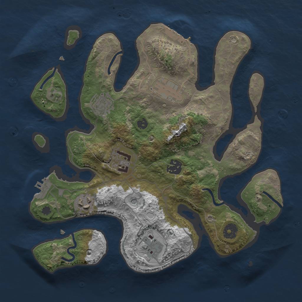 Rust Map: Procedural Map, Size: 3000, Seed: 499381, 14 Monuments
