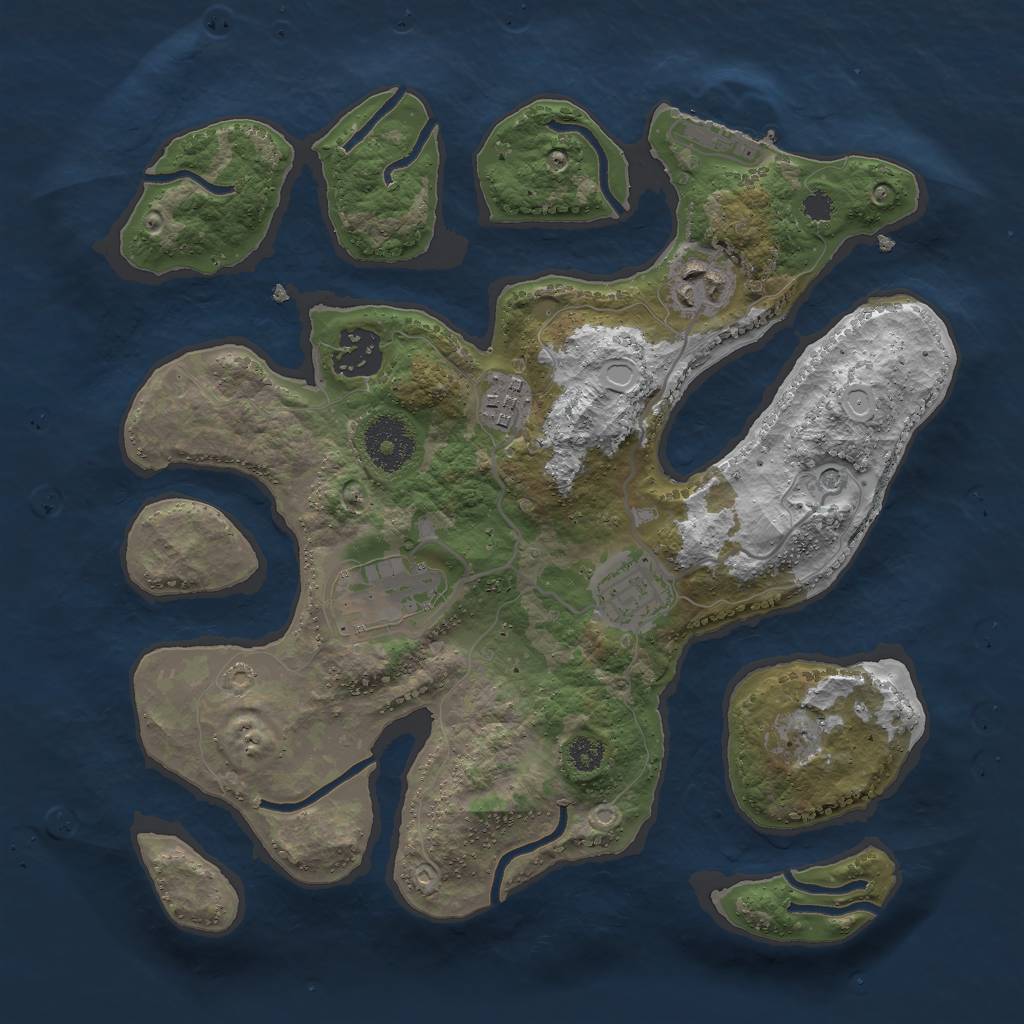 Rust Map: Procedural Map, Size: 3000, Seed: 704478, 12 Monuments