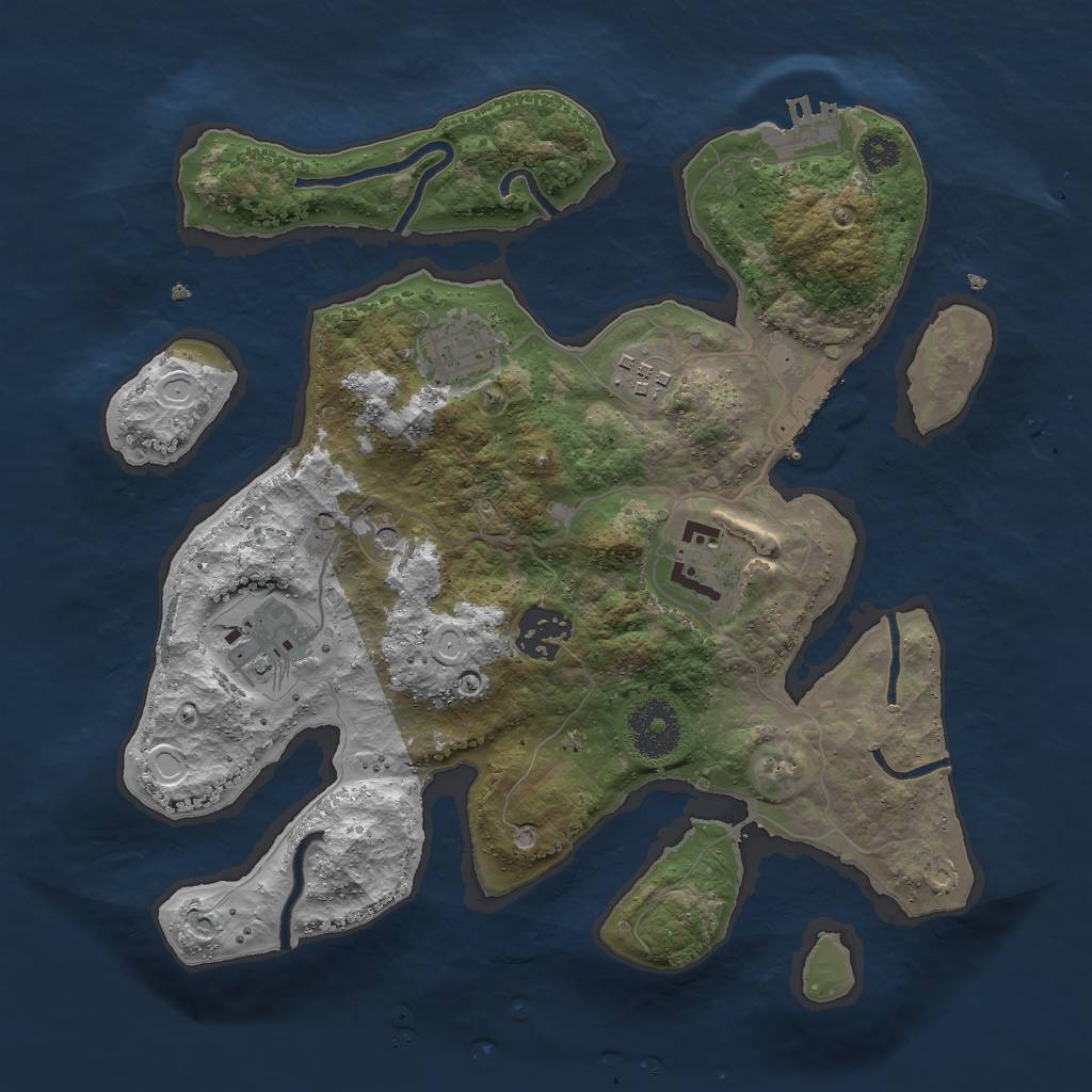 Rust Map: Procedural Map, Size: 3000, Seed: 1350340599, 13 Monuments