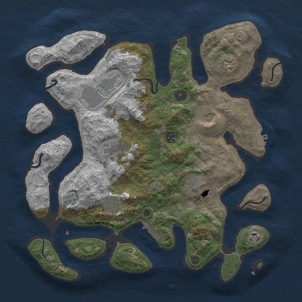 Rust Map: Procedural Map, Size: 3850, Seed: 1287468281, 17 Monuments