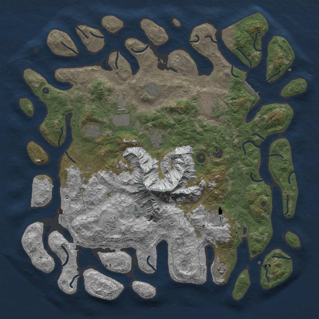 Rust Map: Procedural Map, Size: 5000, Seed: 1212, 17 Monuments