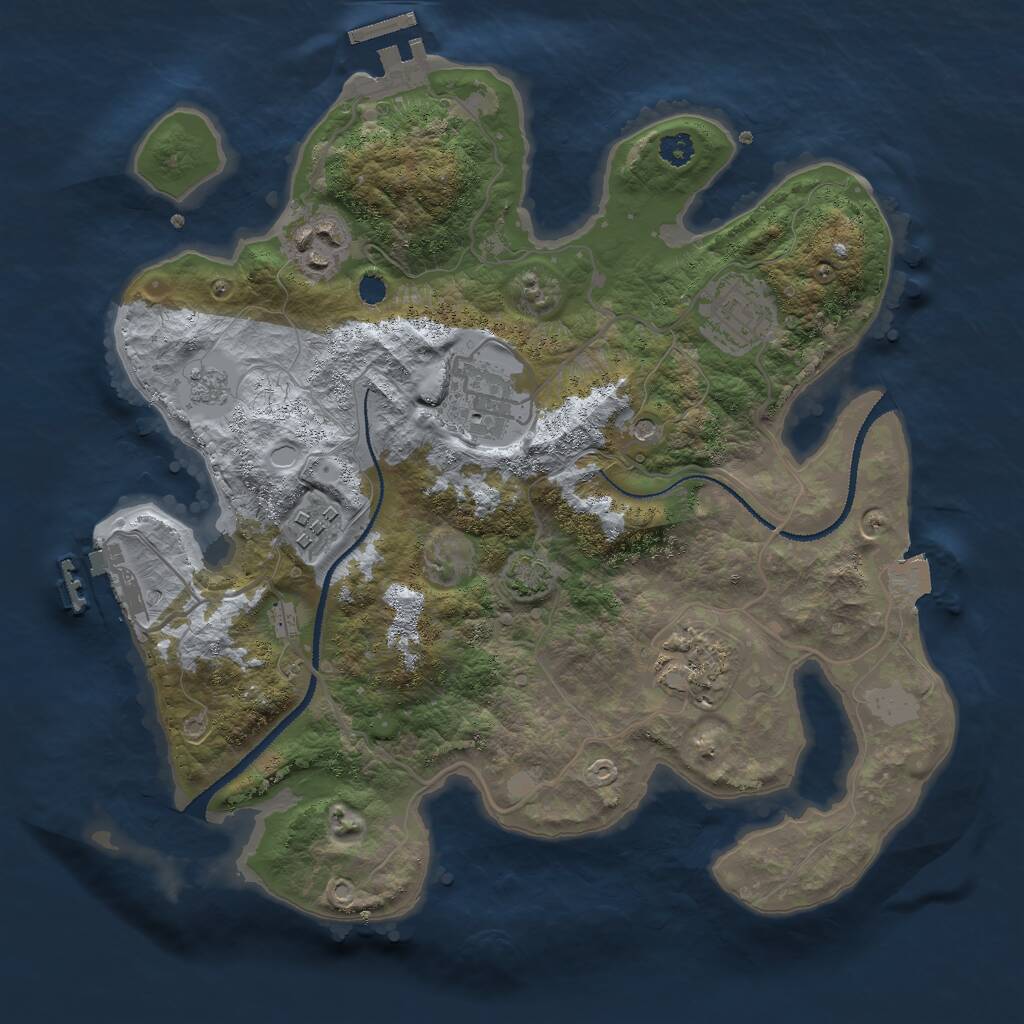 Rust Map: Procedural Map, Size: 3000, Seed: 1953047797, 11 Monuments