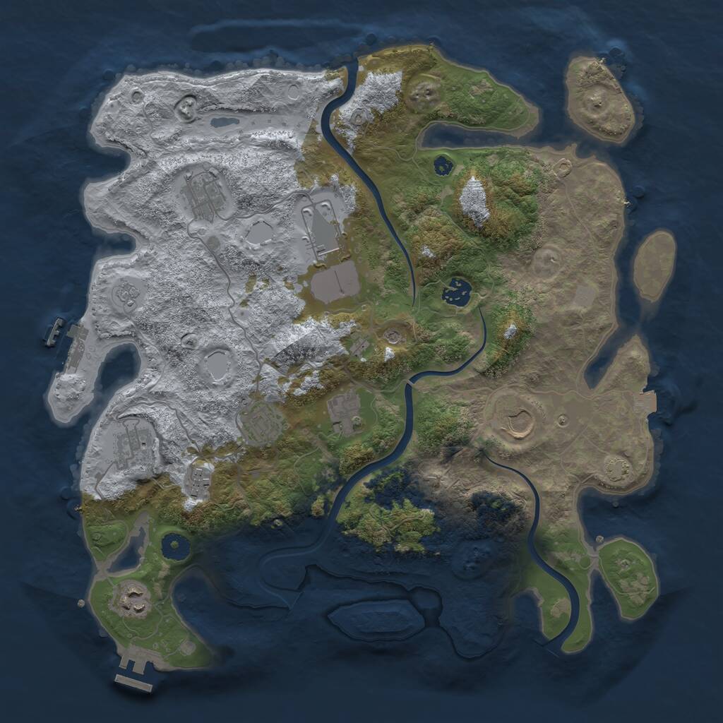 Rust Map: Procedural Map, Size: 3850, Seed: 1268813533, 15 Monuments