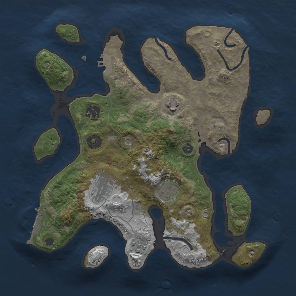 Rust Map: Procedural Map, Size: 3000, Seed: 2100711605, 13 Monuments