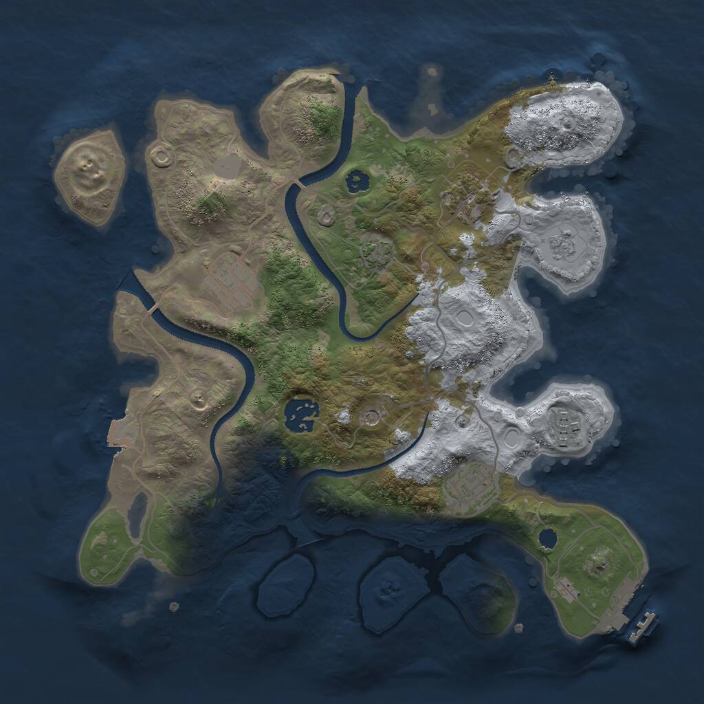 Rust Map: Procedural Map, Size: 3000, Seed: 392957, 10 Monuments