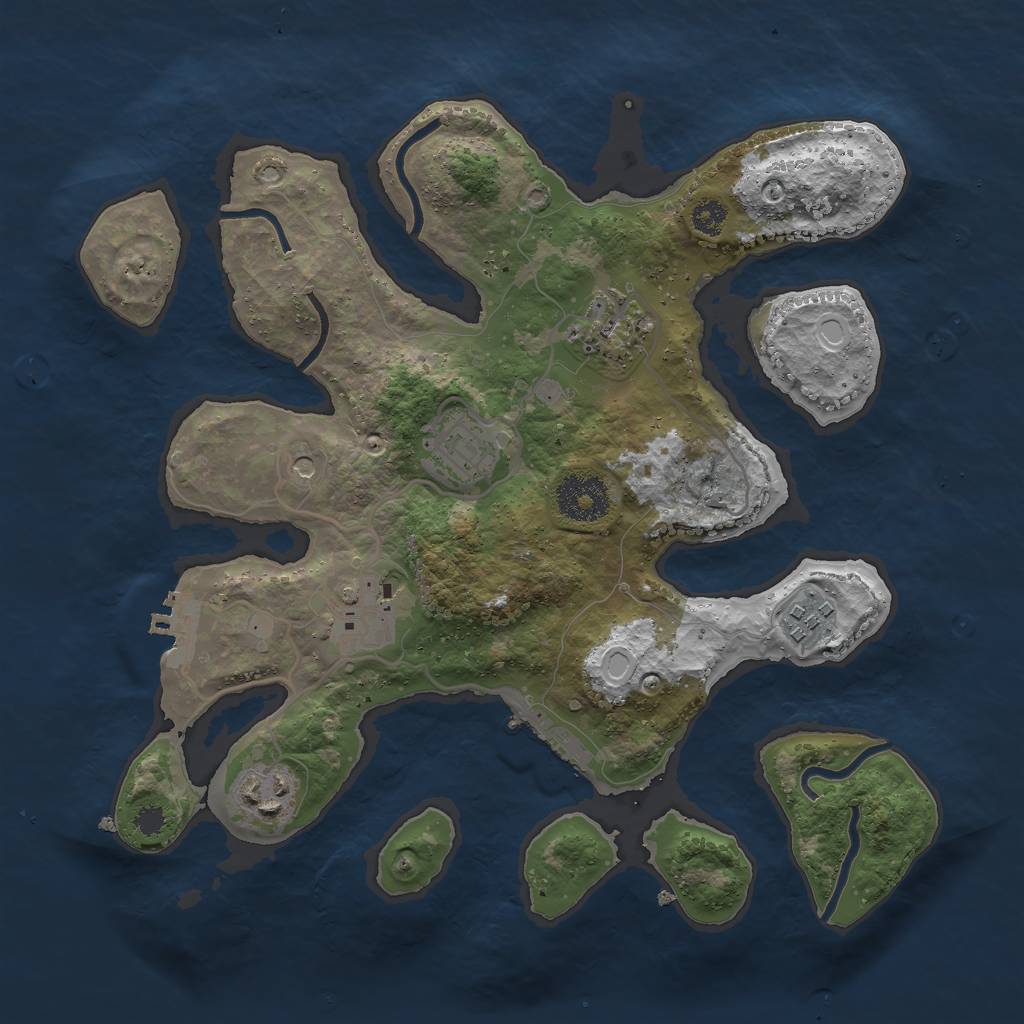 Rust Map: Procedural Map, Size: 3000, Seed: 392957, 13 Monuments