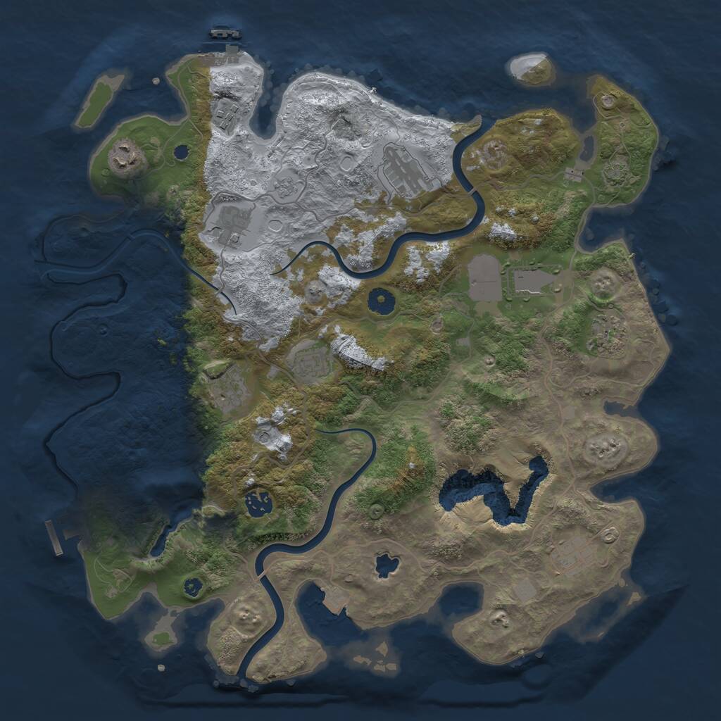 Rust Map: Procedural Map, Size: 4000, Seed: 11525, 16 Monuments