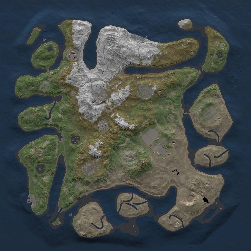 Rust Map: Procedural Map, Size: 4000, Seed: 11525, 17 Monuments