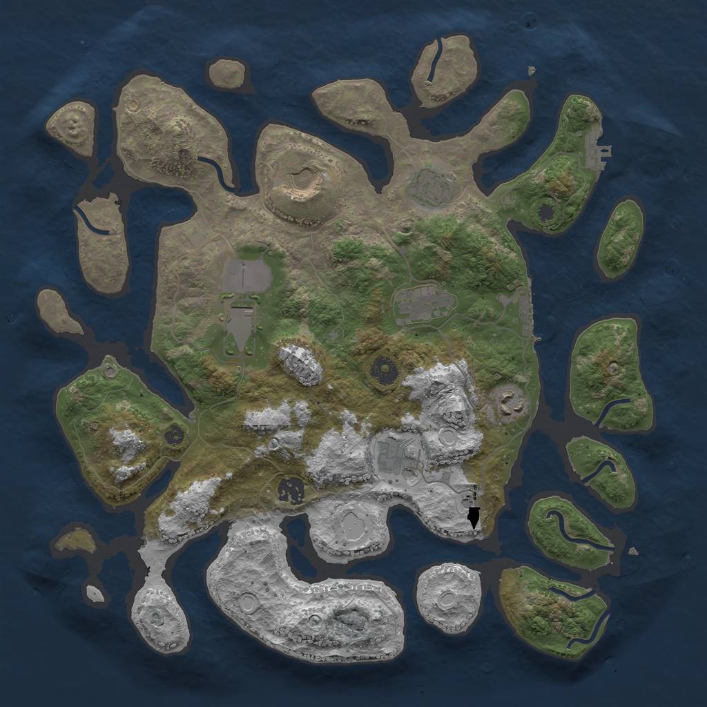 Rust Map: Procedural Map, Size: 3800, Seed: 3489, 15 Monuments