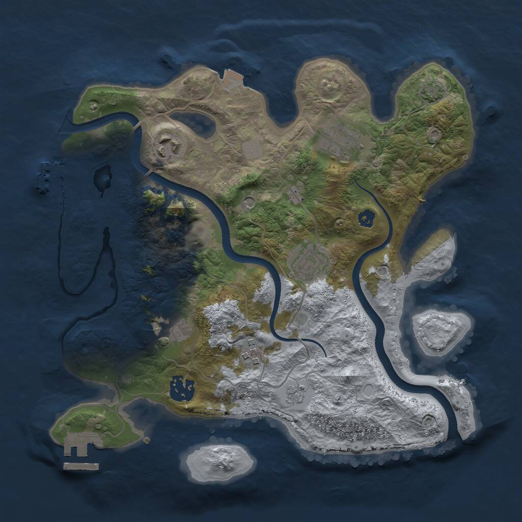 Rust Map: Procedural Map, Size: 3000, Seed: 768324, 12 Monuments