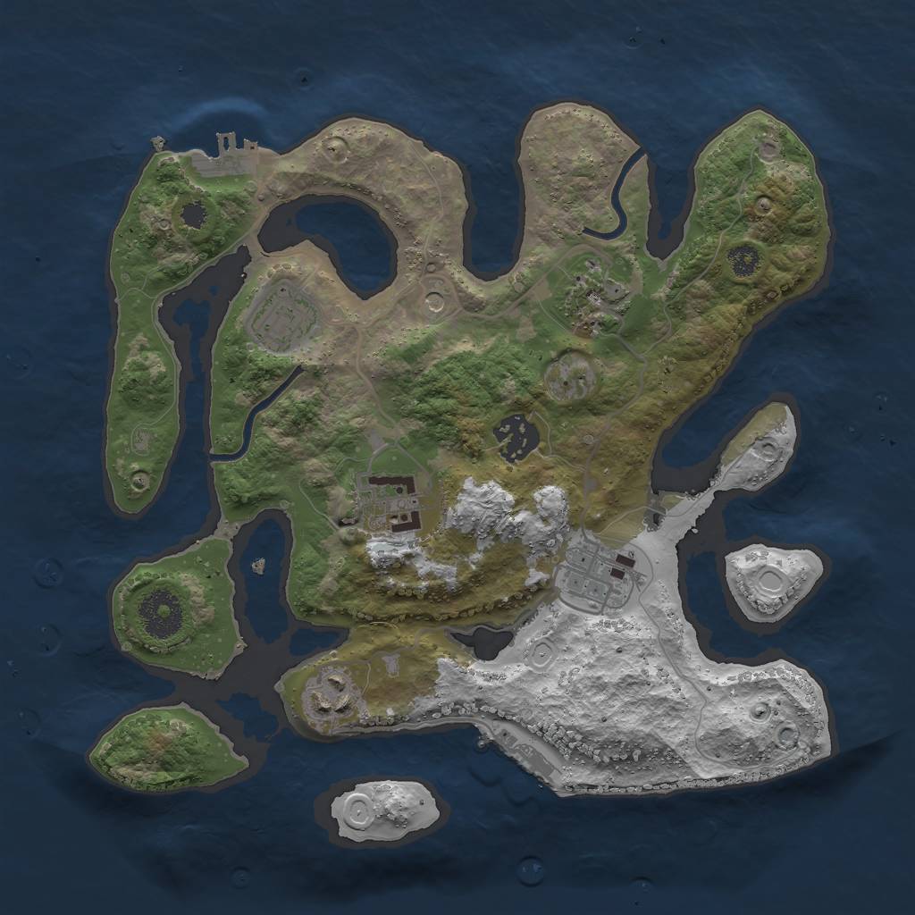 Rust Map: Procedural Map, Size: 3000, Seed: 768324, 14 Monuments