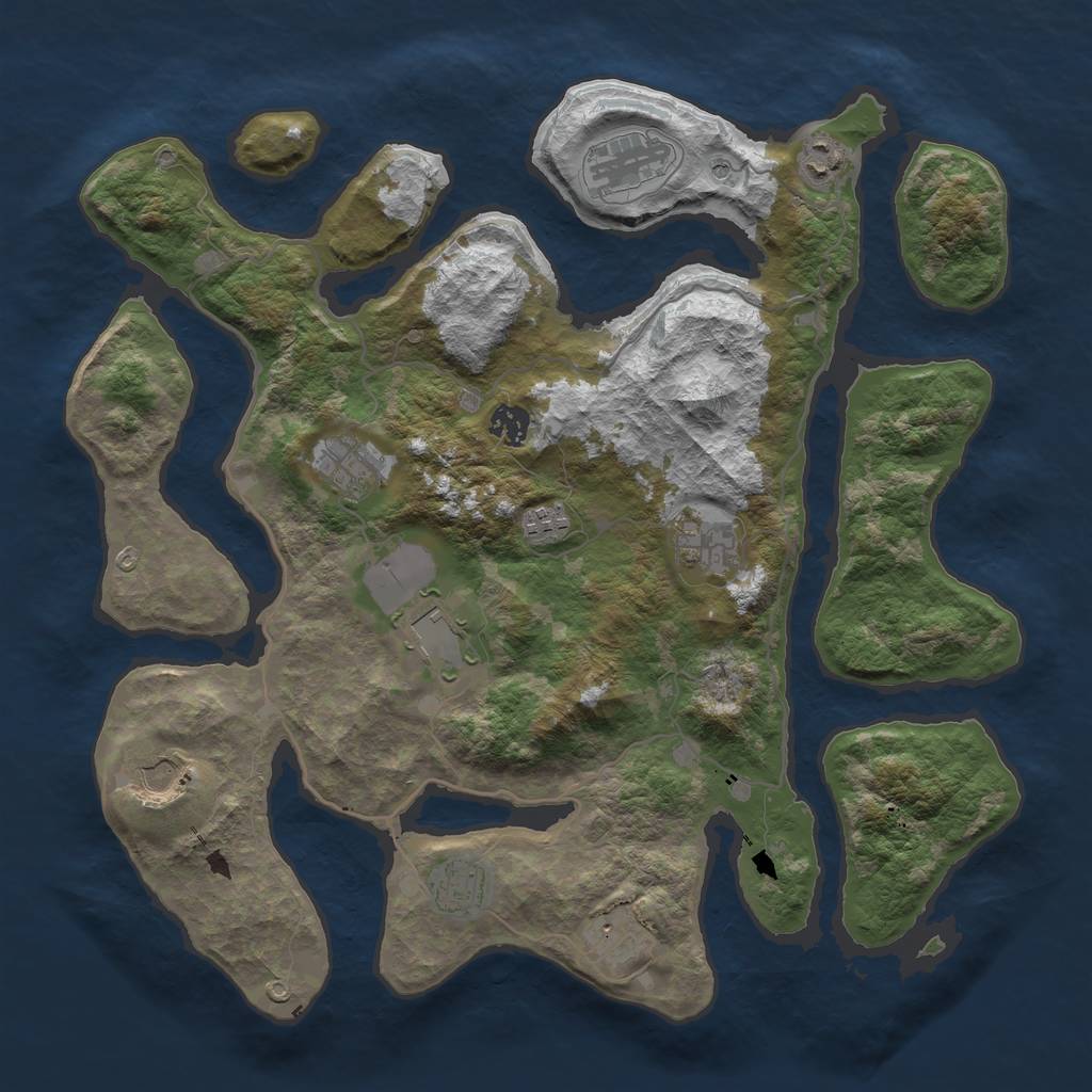 Rust Map: Barren, Size: 4000, Seed: 657603325, 13 Monuments