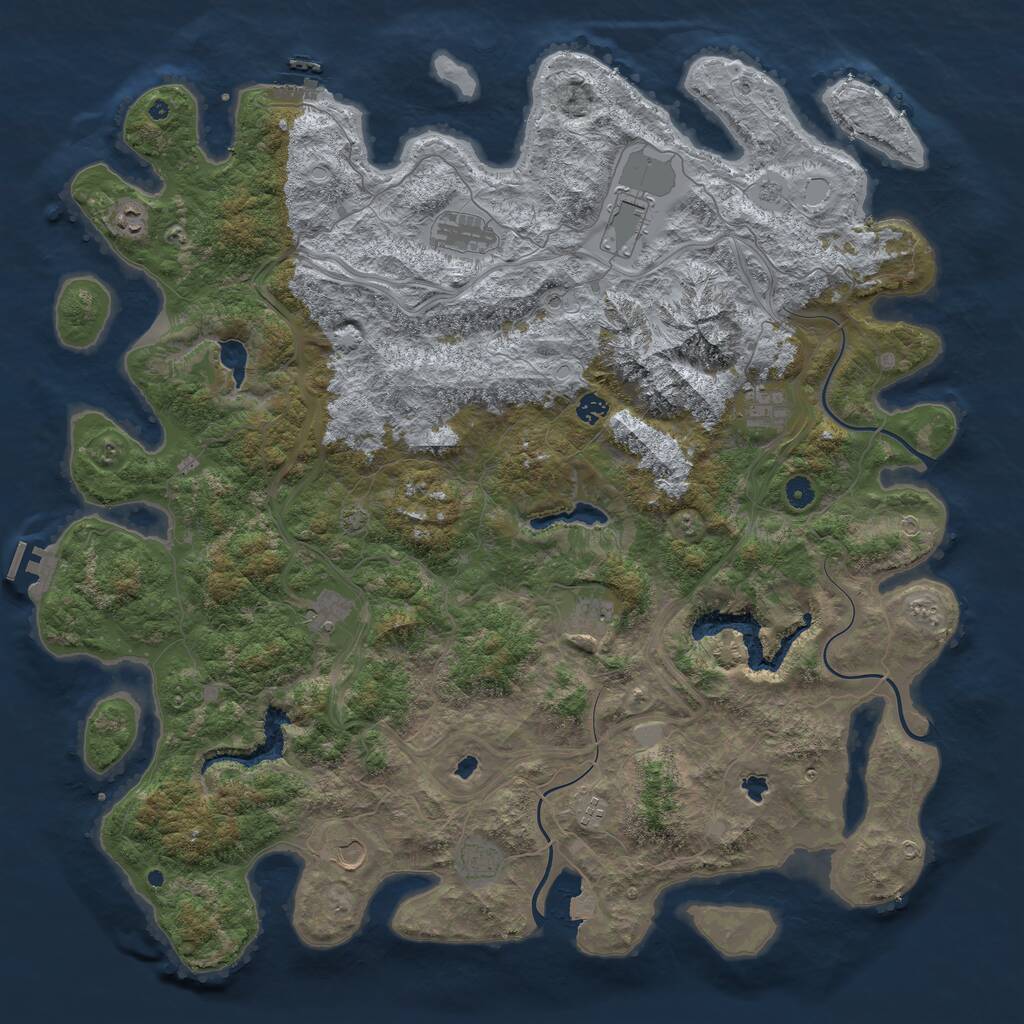 Rust Map: Procedural Map, Size: 5150, Seed: 1, 16 Monuments