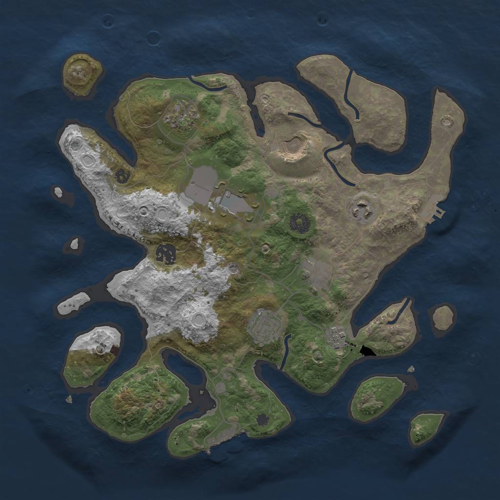 Rust Map: Procedural Map, Size: 3500, Seed: 265583537, 16 Monuments