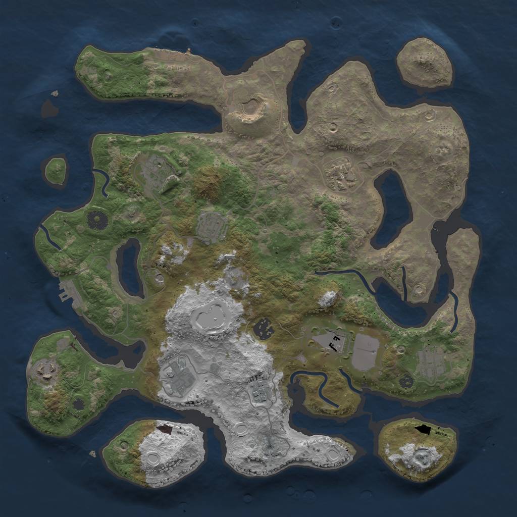 Rust Map: Procedural Map, Size: 3800, Seed: 764009790, 18 Monuments