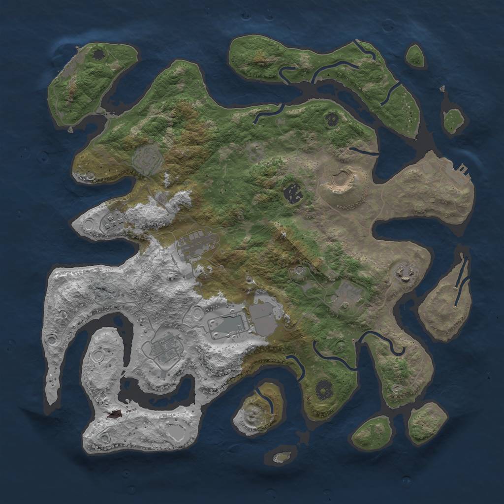 Rust Map: Procedural Map, Size: 3987, Seed: 1602, 17 Monuments