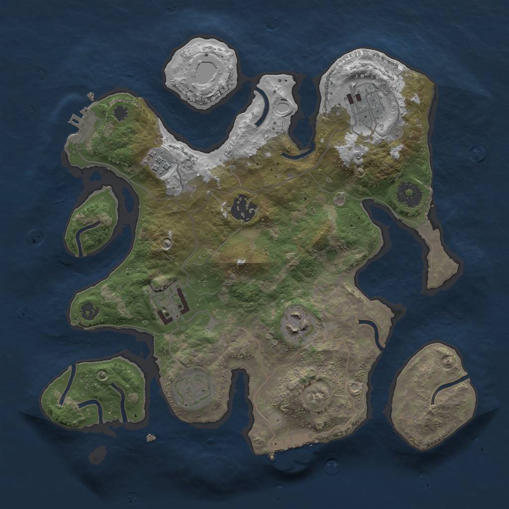 Rust Map: Procedural Map, Size: 3000, Seed: 1812521485, 13 Monuments