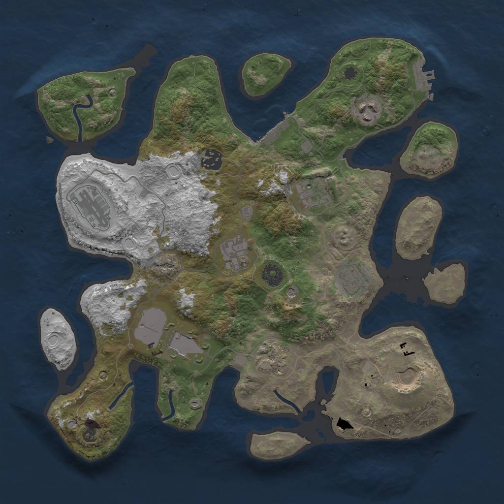 Rust Map: Procedural Map, Size: 3500, Seed: 1478150885, 17 Monuments