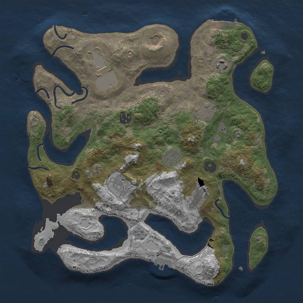 Rust Map: Procedural Map, Size: 3650, Seed: 504133389, 17 Monuments