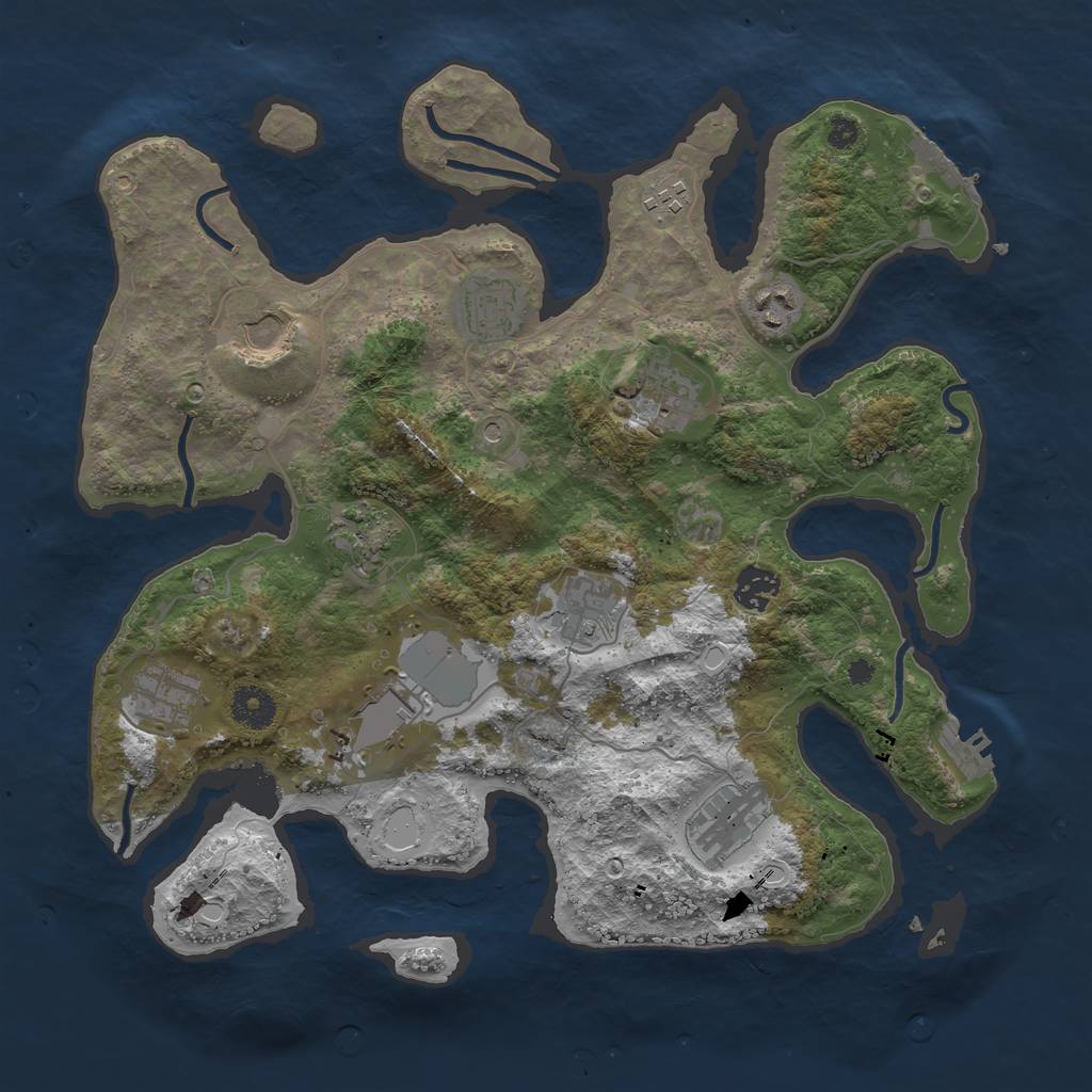 Rust Map: Procedural Map, Size: 3700, Seed: 683665288, 19 Monuments