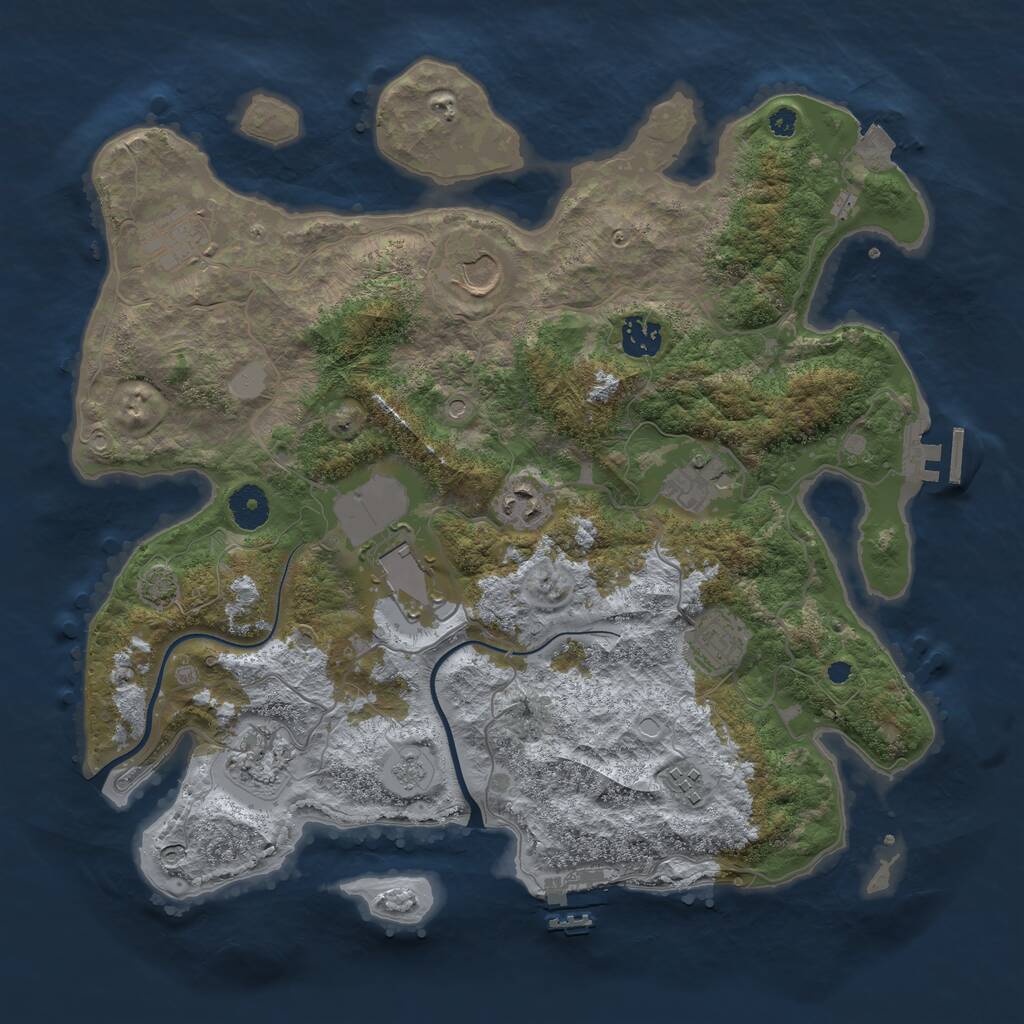 Rust Map: Procedural Map, Size: 3700, Seed: 683665288, 15 Monuments