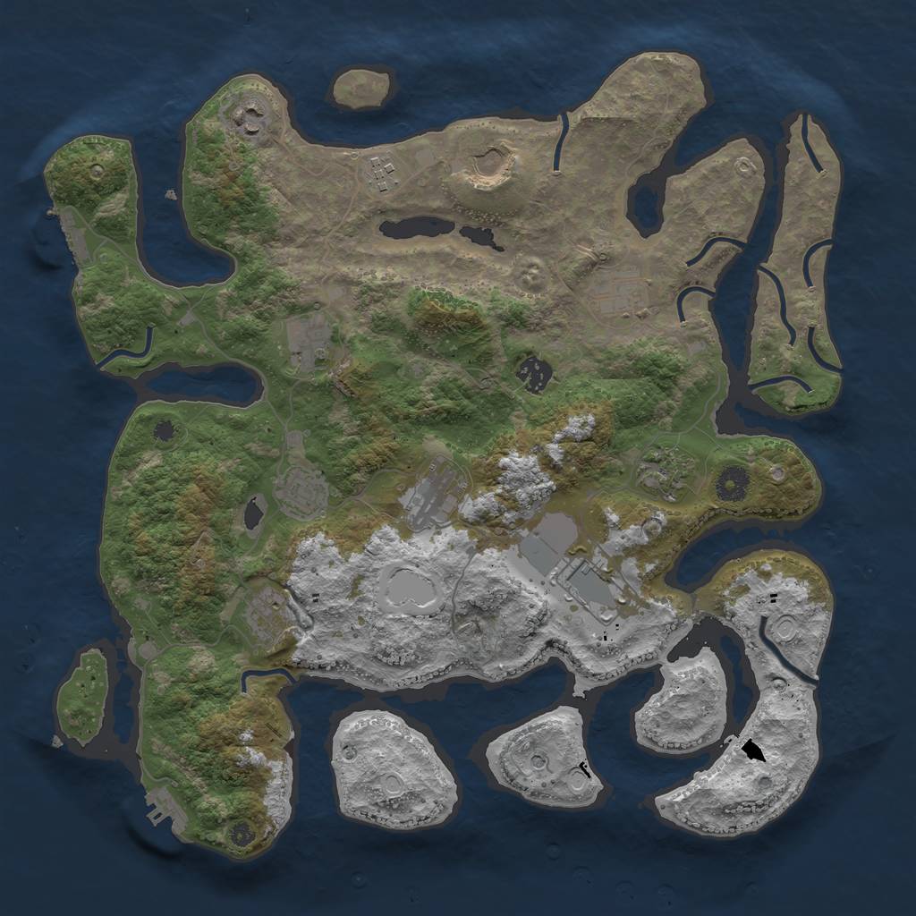 Rust Map: Procedural Map, Size: 3950, Seed: 944882332, 19 Monuments